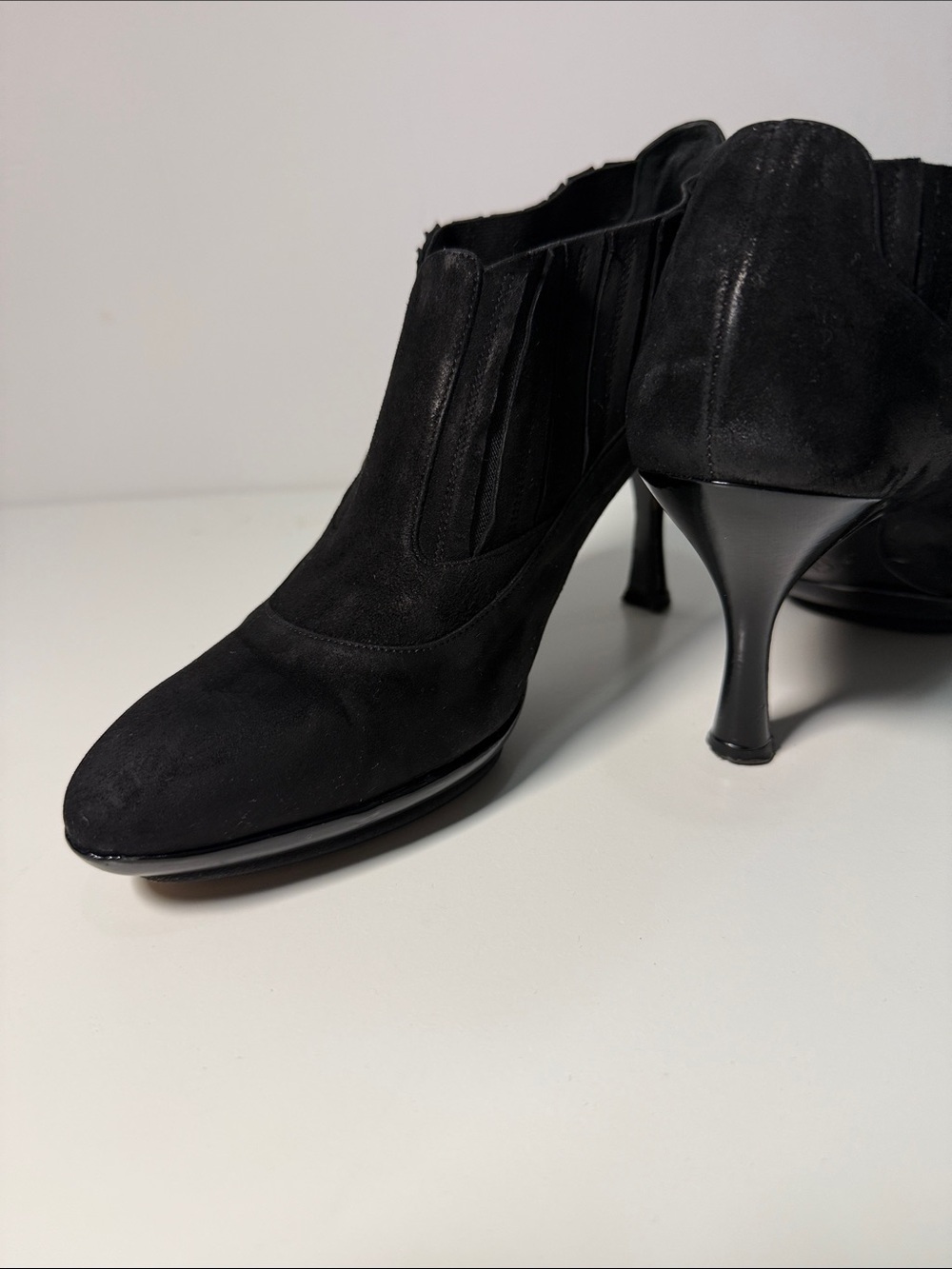 Bally Black Suede Heeled Ankle Boots